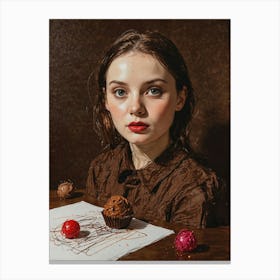 Girl With Cupcakes Canvas Print