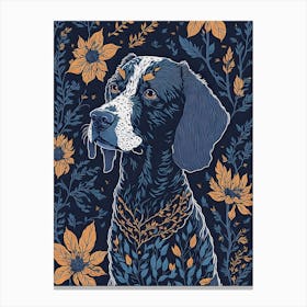 Floral Dog Portrait Boho Minimalism (1) Canvas Print