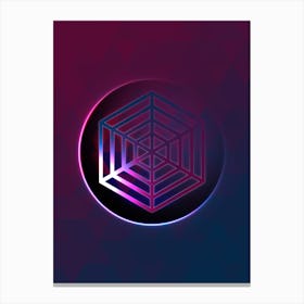 Geometric Neon Glyph on Jewel Tone Triangle Pattern 447 Canvas Print