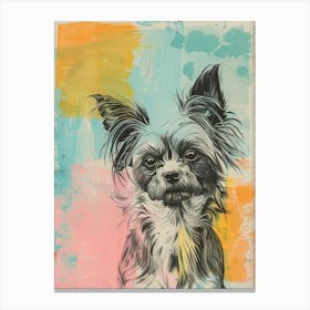 Chinese Crested Dog Pastel Line Watercolour Illustration  3 Canvas Print