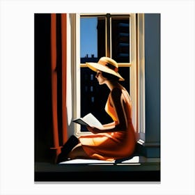 Woman Reading At Window Canvas Print