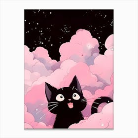 Black Cat In The Clouds Canvas Print