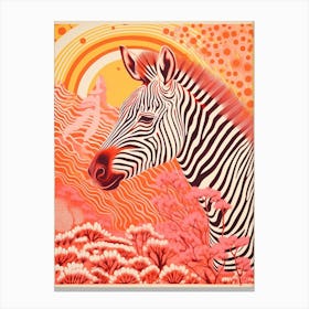 Zebra Orange & Pink Pattern 2 Canvas Print