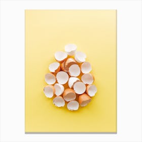 Egg Shells On Yellow Background 1 Canvas Print