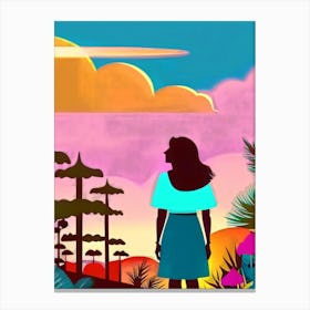 Luxmango Bold Woman Standing In Forerst, Illustration Canvas Print