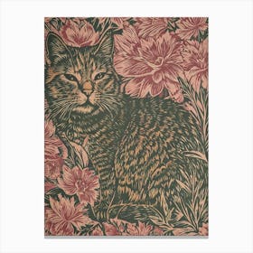 Cat In Flowers Canvas Print