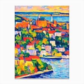 Port Of Quebec City Canada Brushwork Painting harbour Canvas Print