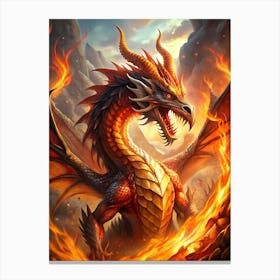 Dragon In Flames Canvas Print