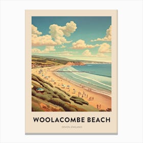 Devon Vintage Travel Poster Woolacombe Beach 2 Canvas Print