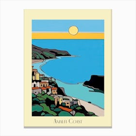 Poster Of Minimal Design Style Of Amalfi Coast, Italy 2 Canvas Print