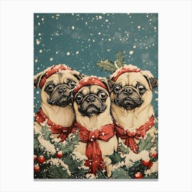 Christmas Pugs 20 Canvas Print