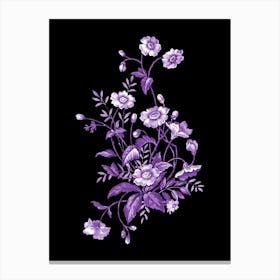 Purple Flowers On A Black Background Canvas Print