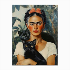 Frida and cats Canvas Print