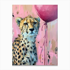 Cute Cheetah 1 With Balloon Canvas Print