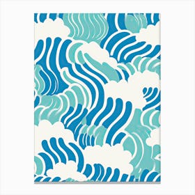 Blue And White Waves Canvas Print