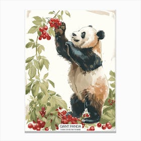 Giant Panda Picking Berries Poster 9 Canvas Print