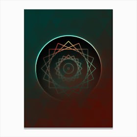 Geometric Neon Glyph on Jewel Tone Triangle Pattern 355 Canvas Print