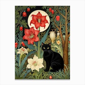 William Morris Black Cat In The Garden Canvas Print