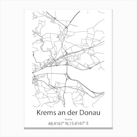 Krems An Der Donau,Austria Minimalist Map Canvas Print