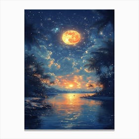 Moonlight Over The Ocean Canvas Print