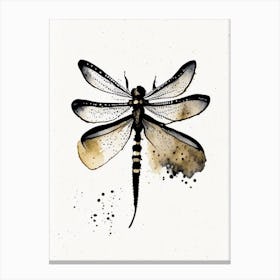 Black Saddlebags Dragonfly Minimalist Watercolour 1 Canvas Print