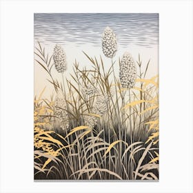 Fujibakama Japanese Silver Grass 4 Vintage Botanical Woodblock Canvas Print