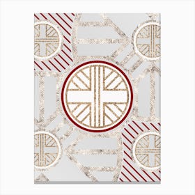 Geometric Abstract Glyph in Festive Gold Silver and Red n.0039 Canvas Print