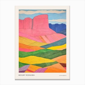 Mount Roraima South America 3 Colourful Mountain Illustration Poster Canvas Print