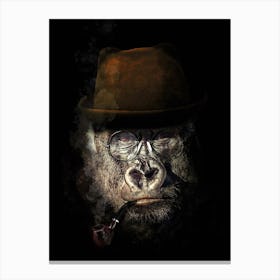 Gorilla Smoking A Pipe Canvas Print