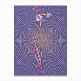 Geometric Sword Lily Mosaic Botanical Art on Veri Peri Canvas Print