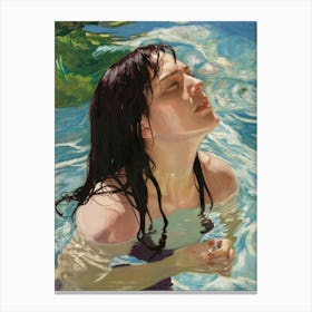 Girl In The Pool Canvas Print