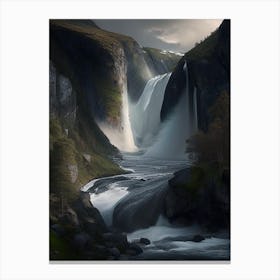 Skjervsfossen, Norway Realistic Photograph (3) Canvas Print