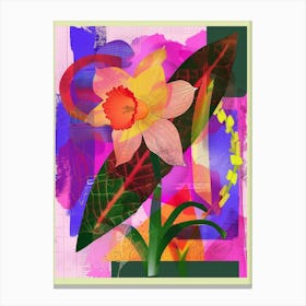 Daffodil 3 Neon Flower Collage Canvas Print