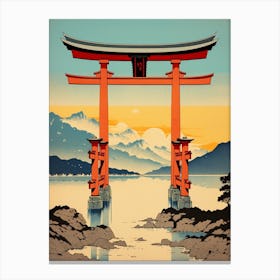 Itsukushima Shrine, Japan Vintage Travel Art 2 Canvas Print