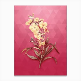 Vintage Cheiranthus Flower Botanical in Gold on Viva Magenta n.0973 Canvas Print