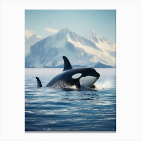 Icy Blue Realistic Photography Orca Whale 1 Canvas Print