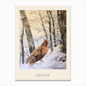 Winter Watercolour Grouse 3 Poster Canvas Print