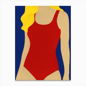 Red Swimsuit Blond Hair Canvas Print