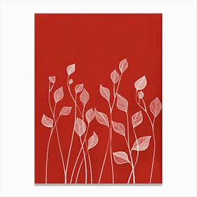 Leaves On A Red Background 1 Canvas Print