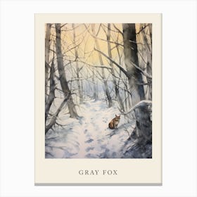 Winter Watercolour Gray Fox Poster Canvas Print
