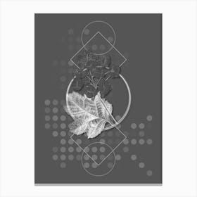 Vintage Oakleaf Hydrangea Botanical with Line Motif and Dot Pattern in Ghost Gray n.0348 Canvas Print