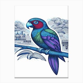 Snickers Parrot On A Branch Canvas Print