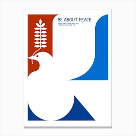 Be About Peace Minimalist Retro Peace Dove Design Canvas Print