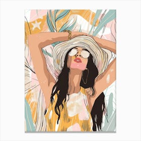 Summer Girl With Hat Canvas Print