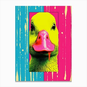 Yellow Pink & Blue Duck Portrait 1 Canvas Print