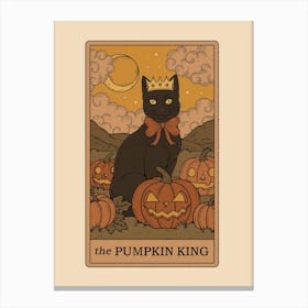 The Pumpkin King Cats Tarot Canvas Print