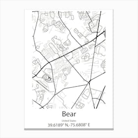 Bear,United States Minimalist Map 1 Canvas Print