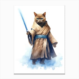 Burmese Cat As A Jedi 3 Canvas Print