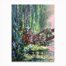 Claude Monet Painting On Canvas Japanese Bridge Water Lilies Wall Art Lily Oil Painting Green Nature 3 Canvas Print