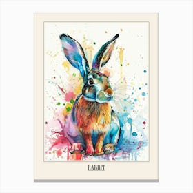 Rabbit Colourful Watercolour 1 Poster Canvas Print